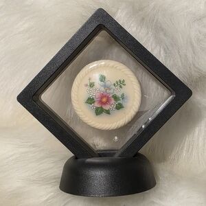 Avon Floral Brooch with Cream and Blue Accents